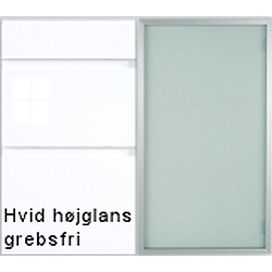 K&oslash;kkenskabe med hvid h&oslash;jglanslakeret grebsfri fronter.