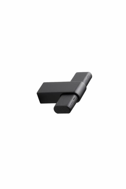 Furnipart - Crossing - knop i eg og zink bejdset sort/mat sort L50mm H38,6mm B11,2mm