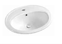 Drop nedfældningvask i porcelæn - 560x480 mm