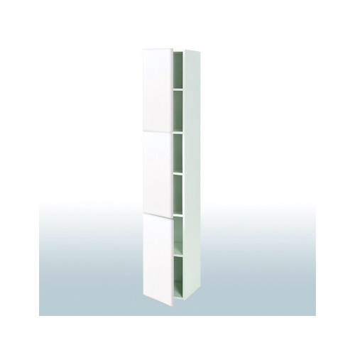 Hvid højglans højskab badeværelse med 3 låger b: 30 cm 