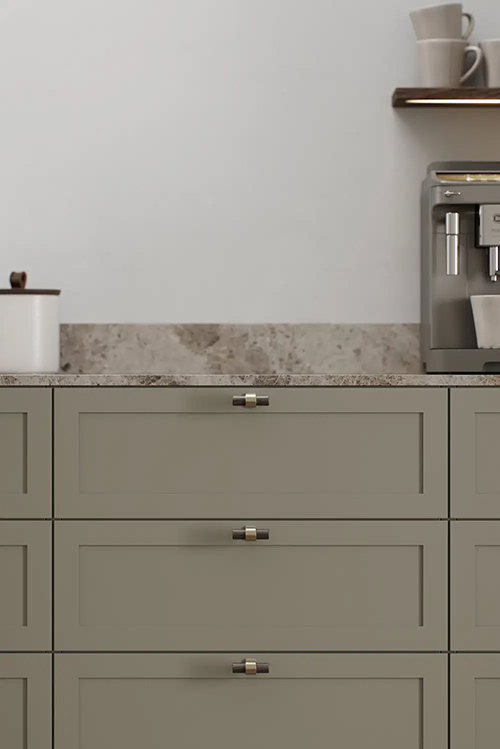 Furnipart - Bond - knop i aluminium og zink antik brun / fin børstet messing H38,5mm