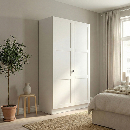 Garderobeskab med 2 låger i hvid 120 cm fra Kitchn med Houston Hvid front