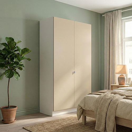 Garderobeskab med 2 låger i sand 120 cm fra Kitchn med Plano Sand front