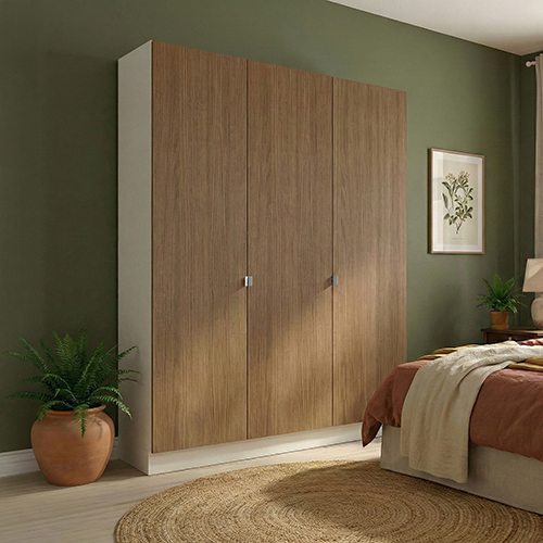 Garderobeskab med 3 låger i træ  180 cm fra Kitchn med Aspen Brun Eg front