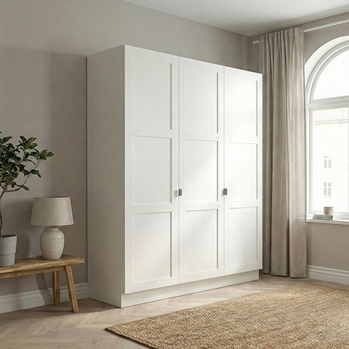 Garderobeskab med 3 låger i hvid 180 cm fra Kitchn med Houston Hvid front