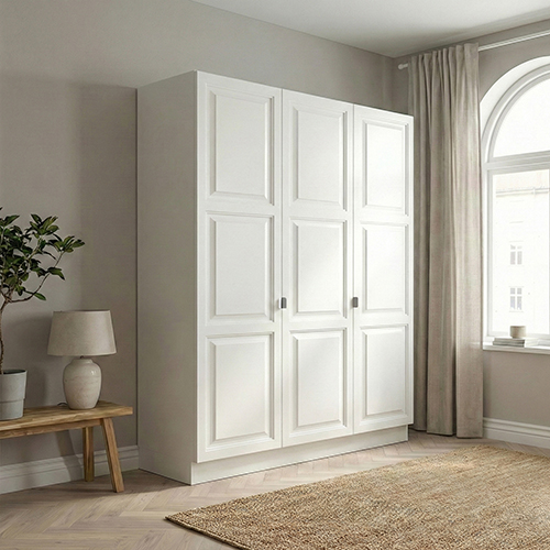 Garderobeskab med 3 låger i hvid 180 cm fra Kitchn med Madison Hvid front