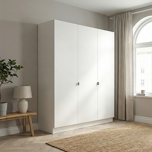 Garderobeskab med 3 låger i hvid 180 cm fra Kitchn med New York Hvid front