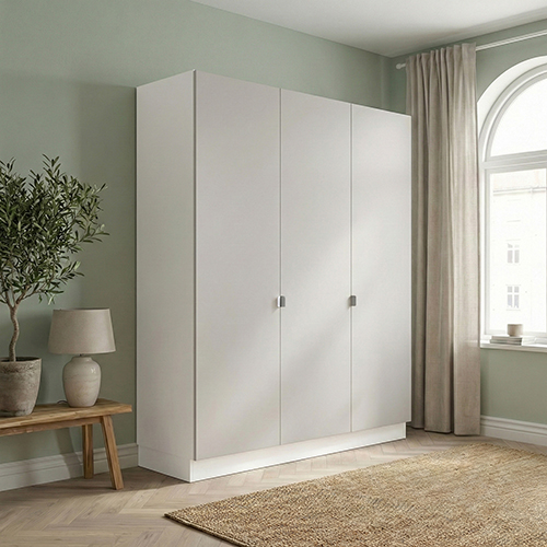 Garderobeskab med 3 låger i kalk 180 cm fra Kitchn med Plano Kalk front