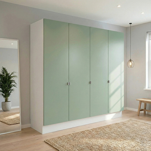 Garderobeskab med 4 låger i grøn 240 cm fra Kitchn med Albany Grøn front