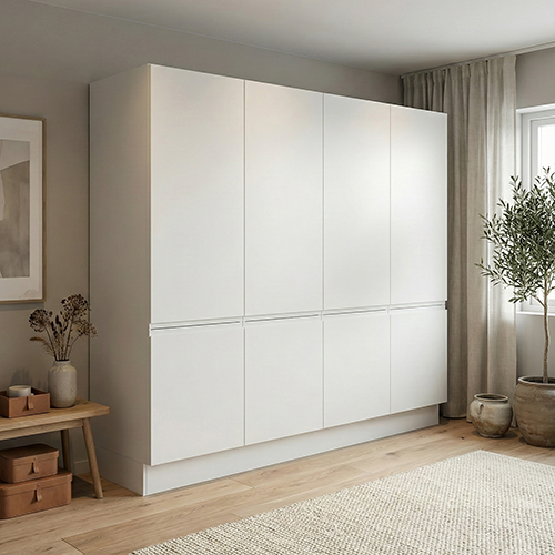 Kitchn Garderobeskab med 4 låger i hvid 240 cm fra Kitchn med Boston front