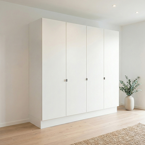 Kitchn Garderobeskab med 4 låger i hvid 240 cm fra Kitchn med Daytona front