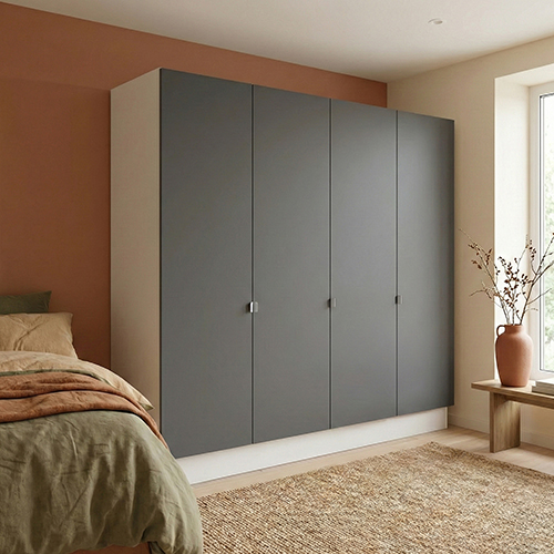 Kitchn Garderobeskab med 4 låger i grå 240 cm fra Kitchn med Phoenix Mat Grå front