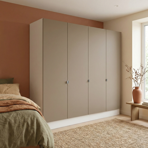 Garderobeskab med 4 låger i mokka 240 cm fra Kitchn med Plano Mokka front