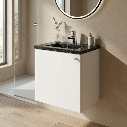 Multi-Living Hvid front small bad underskab med 1 låge og vaskebordplade