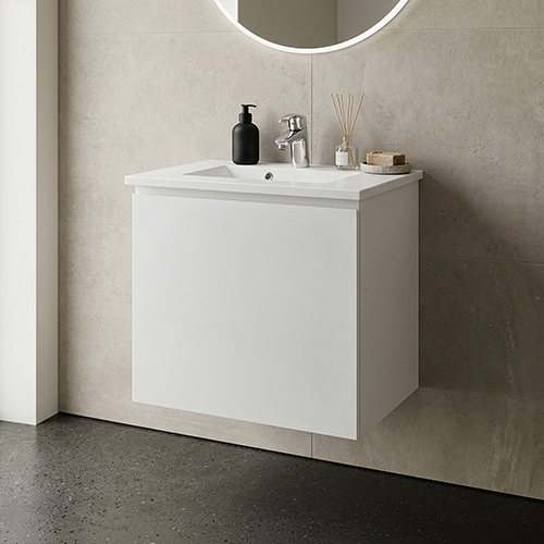 Multi-Living Hvid grebsfri small bad underskab med 1 låge og vaskebordplade