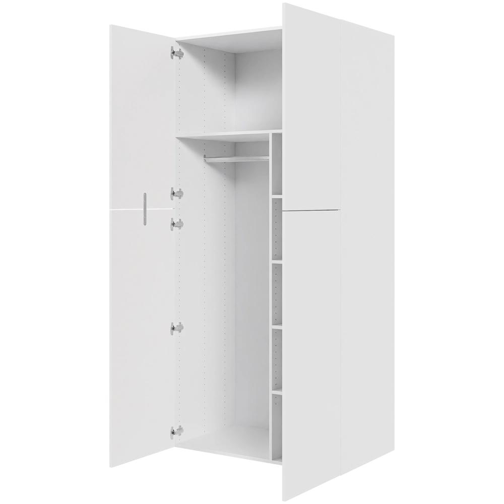 Multi-Living Ekstra højt combiskab  i Malet Hvid Front H: 214,4 cm D: 60,0 cm - 2 låger inklusiv 4 hylde samt 1 oval bøjlestang. - Bredde: 100 cm