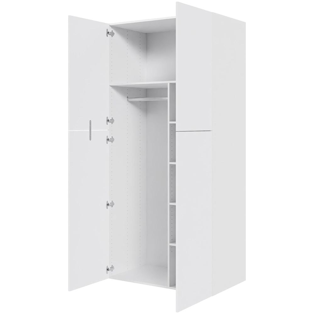 Multi-Living Ekstra højt combiskab  i Hvid Front H: 214,4 cm D: 60,0 cm - 2 låger inklusiv 4 hylde samt 1 oval bøjlestang. - Bredde: 100 cm