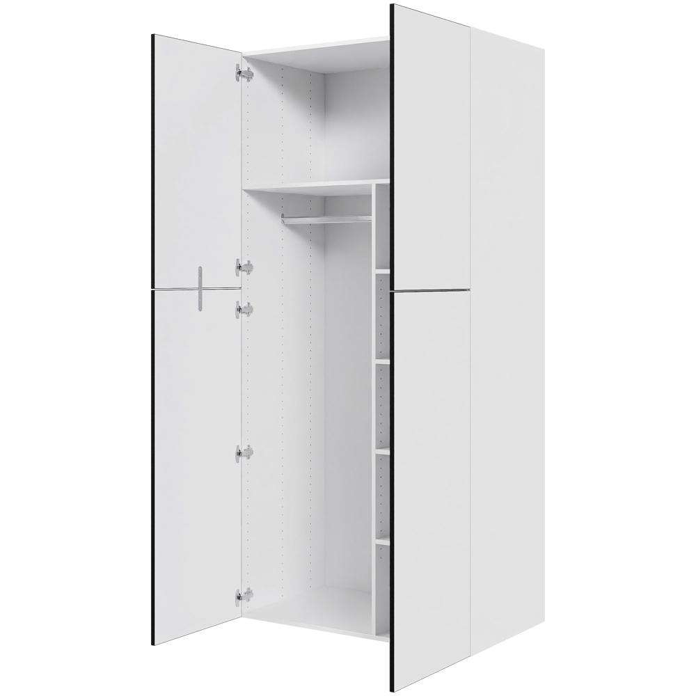 Multi-Living Ekstra højt combiskab  i White/Black line H: 214,4 cm D: 60,0 cm - 2 låger inklusiv 4 hylde samt 1 oval bøjlestang. - Bredde: 100 cm