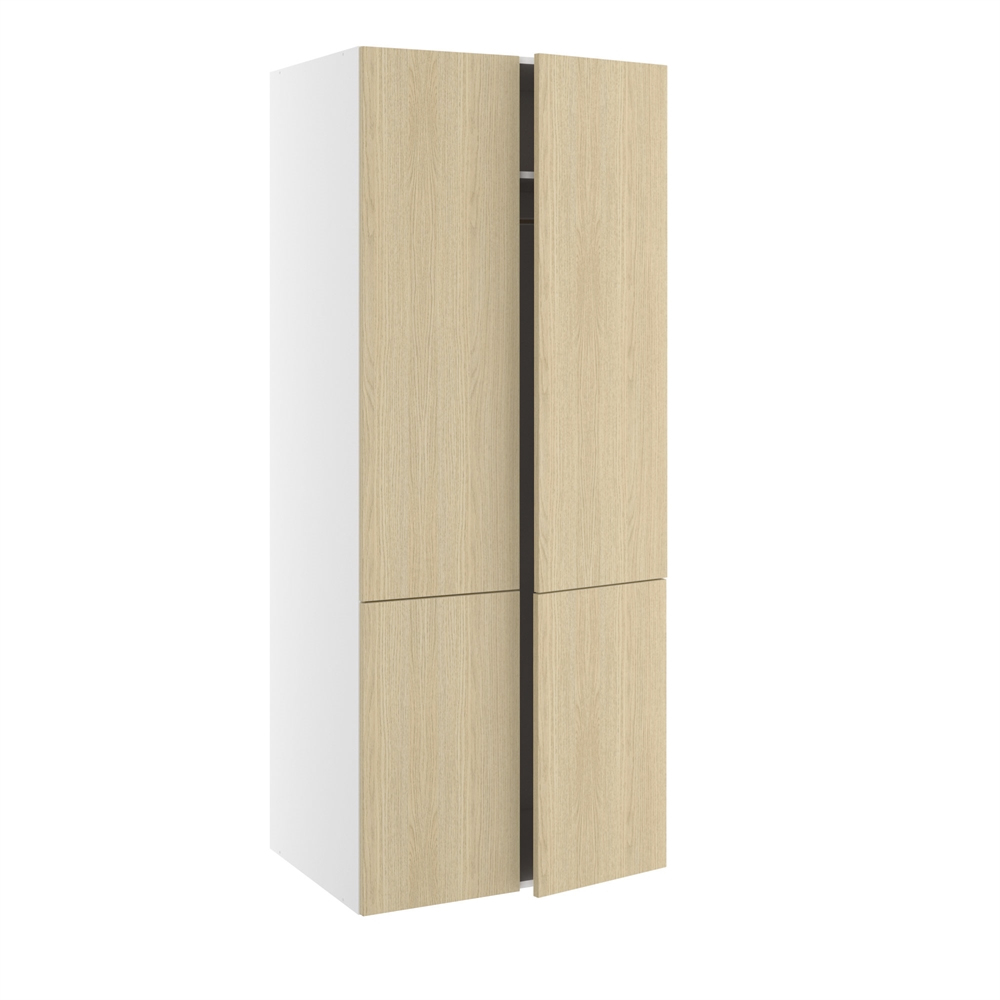 Garderobeskab, m/dobbelt låger, 2-delt sammensat, 1 hylde, 1 bøjlestang (leveres usamlet). H:1952 B:800 D:580