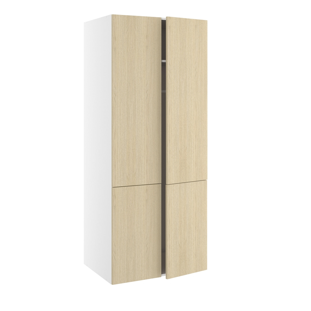 Garderobeskab, m/dobbelt låger, 2-delt sammensat, 3 hylder og mellemside, 1 hylde, 1 bøjlestang (leveres usamlet). H:1952 B:1000 D:580