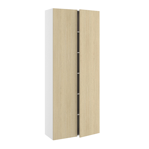 Højskab, halv dybde, m/dobbelt låger, 4 hylder, 1 konstruktionshylde (leveres usamlet). H:1952 B:800 D:320