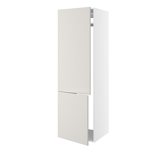 Højskab, t/integreret køl-frys med glideskinner, 700mm låge, 1436mm låge øverst, m/hængselsboring, 1 konstruktionshylde, u/bagbeklædning. H:2144 B:600 D:580