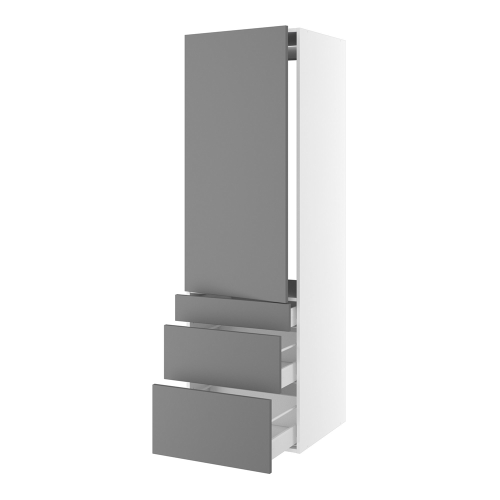 Kitchn Højskab til integreret køl nichemål 1232x567 mm. m/1 låge uden hængselsboring H:1244 og 3 skuffer H:316, 252 og 124 H:1952 D:580 B:600