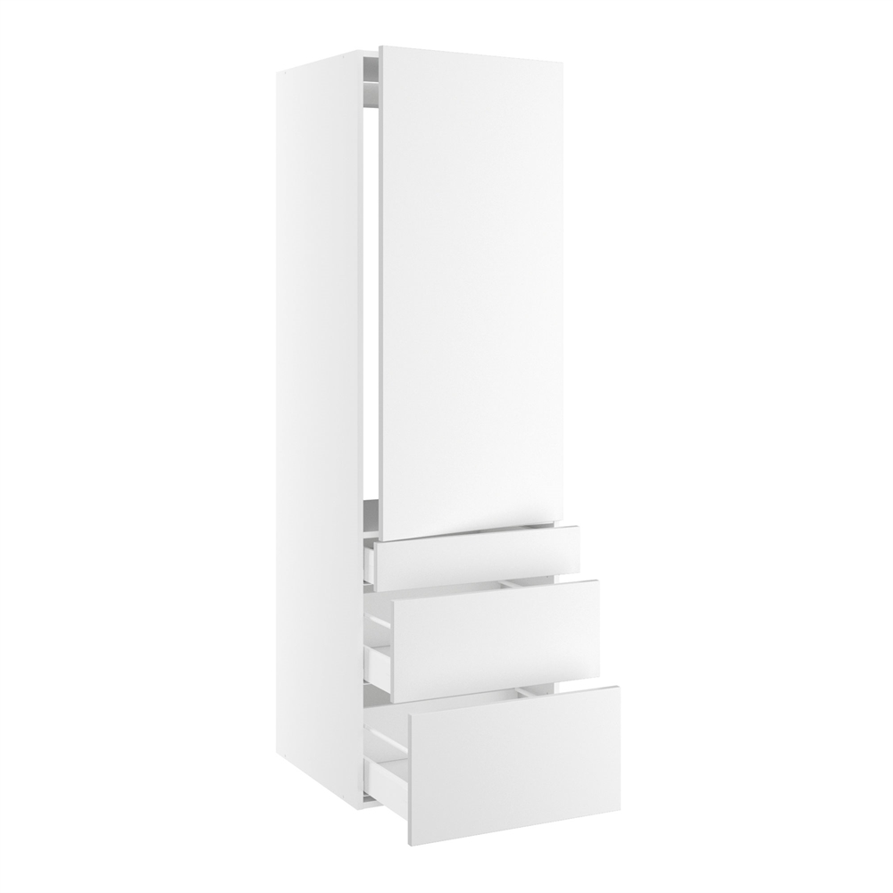 Højskab til integreret køl nichemål 1232x567 mm. m/1 låge uden hængselsboring H:1244 og 3 skuffer H:316, 252 og 124 H:1952 D:580 B:600