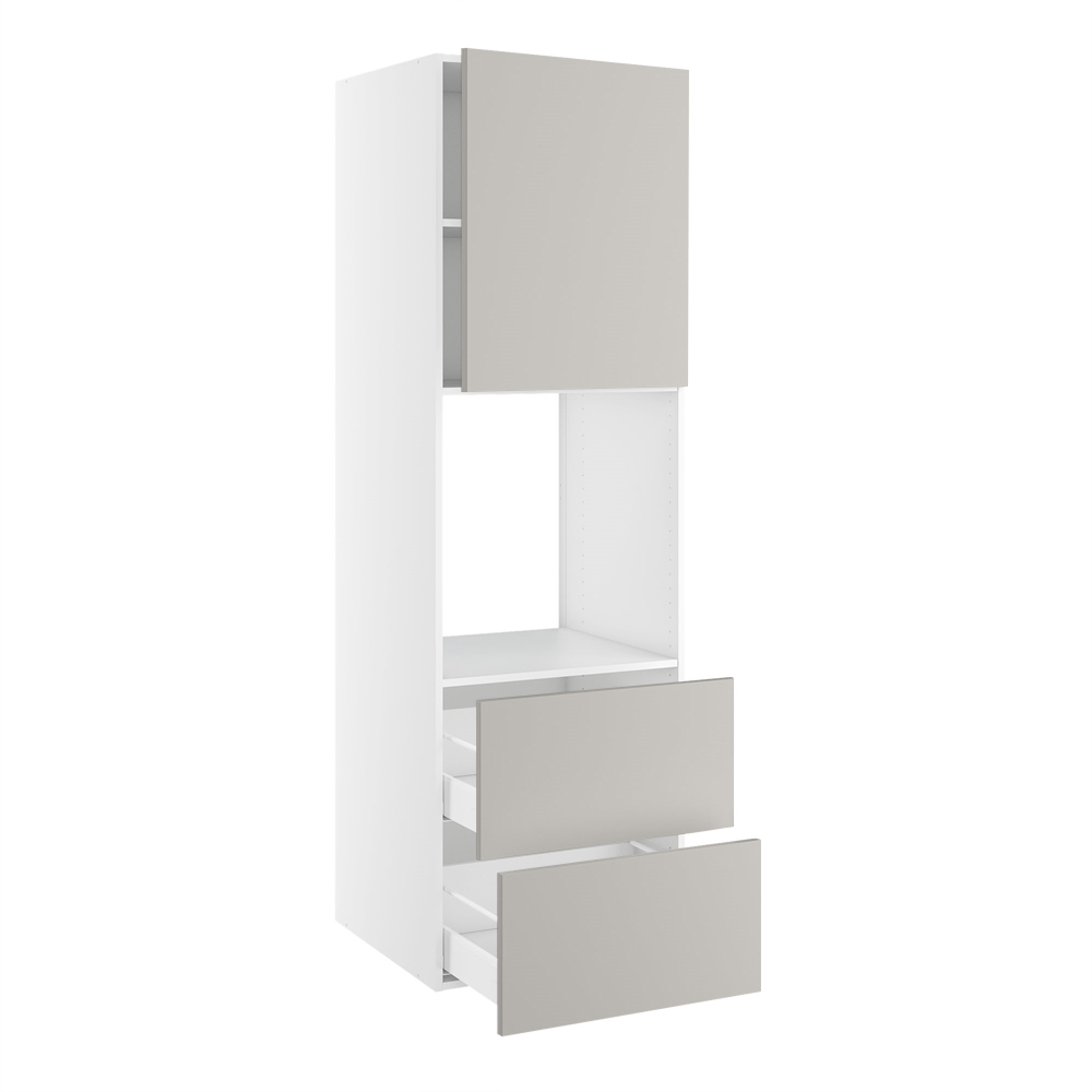 Højskab, t/ovn og micro, 700mm låge, 2 skuffer H:316mm, hul: 592mm. H:1952 B:600 D:580