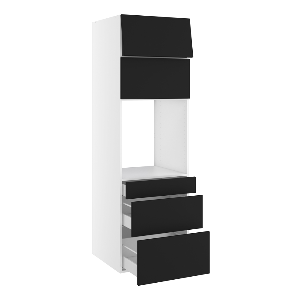 Kitchn Højskab til ovn nichemål 592x567 mm. m/3 skuffer H:316, 252 og 124, 2 toplåger H:316 H:1952 D:580 B:600