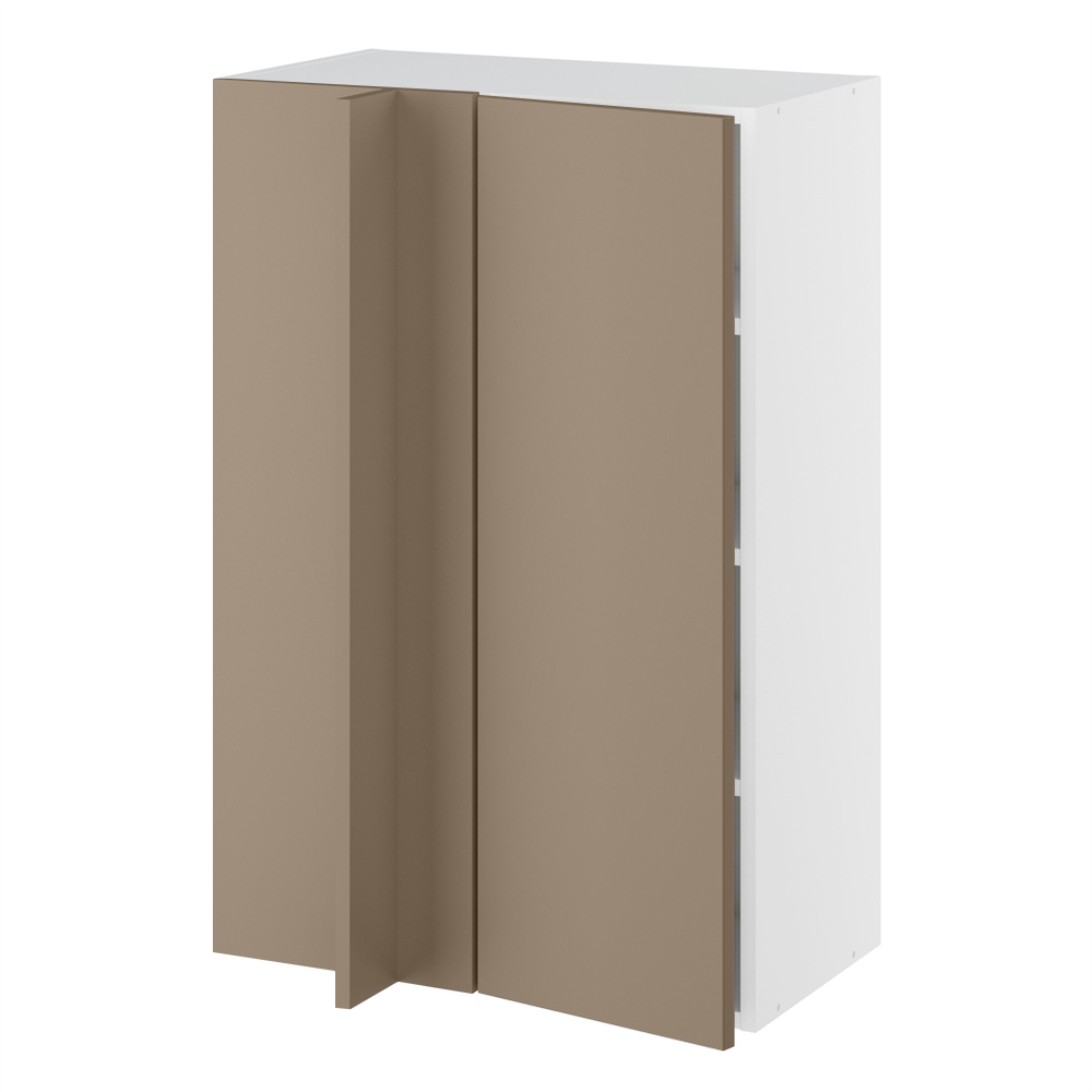 Hjørneindstiksoverskab, 296mm låge, blændplade 340mm, 3 hylder (min. 640mm fra væg). H:896 B:600 D:320