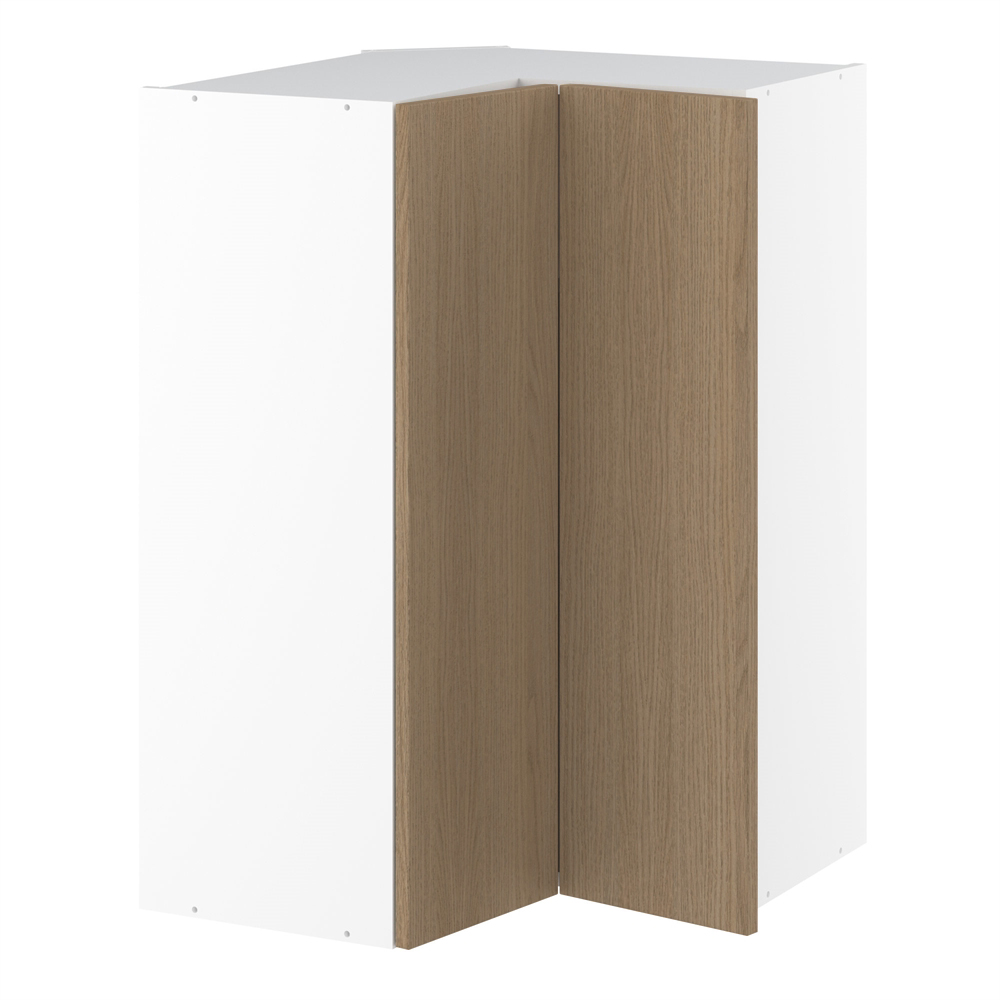 Vinkeloverskab, m/knæklåge (2 stk. B:256mm.), 3 hylder. H:896 B:600 D:320