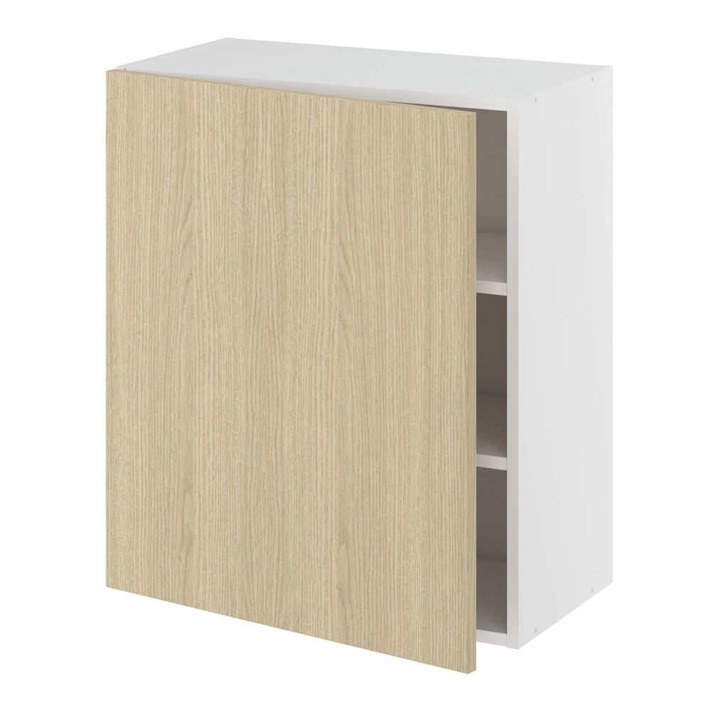 Overskab, 1 låge, 2 hylder (bund boret til 1 spot). H:704 B:600 D:320