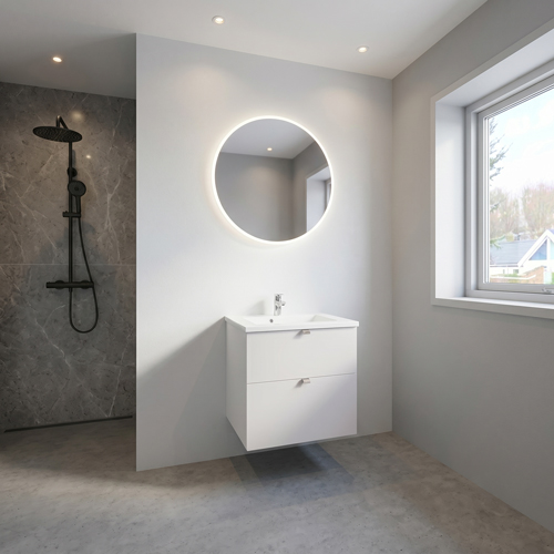 Kitchn Badsæt i Hvid 62 cm fra Kitchn med Plano Hvid Front