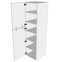 Ekstra højt Hyldeskab H: 214,4 cm D: 60,0 cm - 2 delt låge inklusiv 5 hylder