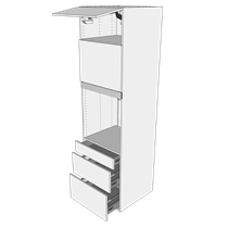 Multi-Living Ekstra højt indbygningsskab til ovn H: 214,4 cm D: 60,0 cm - 2 låger & 3 skuffer deludtræk/softluk