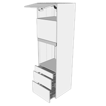 Multi-Living Ekstra højt indbygningsskab til ovn H: 214,4 cm D: 60,0 cm - 2 låger & 3 skuffer fuldudtræk/softluk