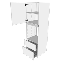 Multi-Living Køkken indbygningsskab i Wien til ovn H: 195,2 cm D: 60,0 cm - 1 låge & 2 skuffer fuldudtræk/softluk - Bredde: 60 cm