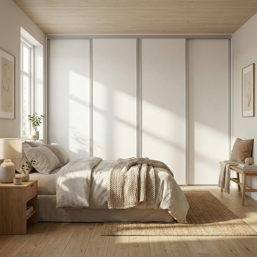 Mogensen Compact skydelåger på mål til garderobe med 4 låger - Total bredde 200 til 255 cm.