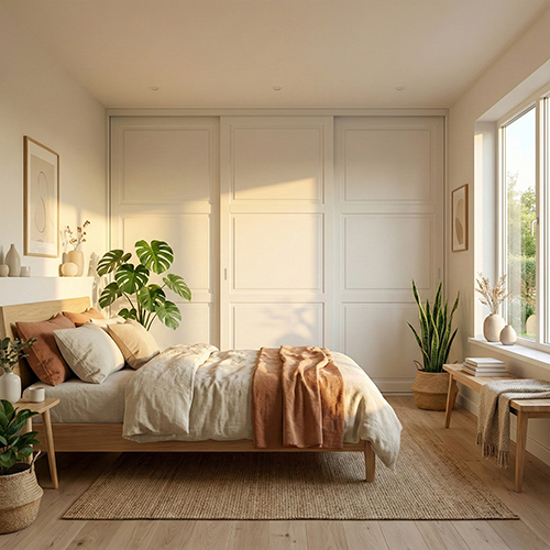 Mogensen Contoura Almue Folie skydelåger på mål til garderobe med 3 låger og softclose - Total bredde 193 til 231 cm.