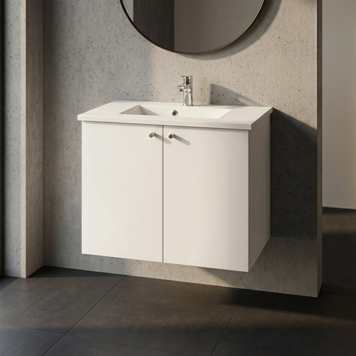60 cm slimline badsæt plano hvid